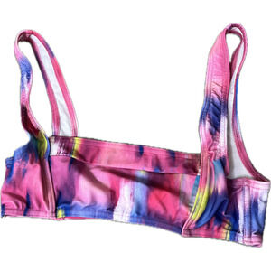 ASOS bright colorful watercolor swim bikini top square neck US 4